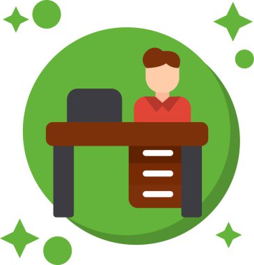 İş bürosu masa simgesi düz stil