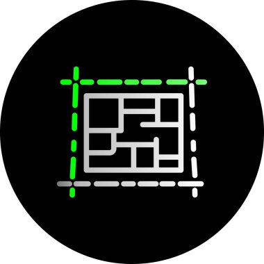 Labirent simgesi. Web için bulmaca vektör simgesinin özet çizimi