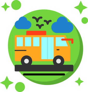 okul servisi vektör simgesi, çizgi film biçimi