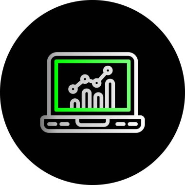 Grafik simgesi olan dizüstü bilgisayar, vektör illüstrasyonu