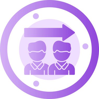 Yuvarlak ikonu olan bir kadının vektör çizimi