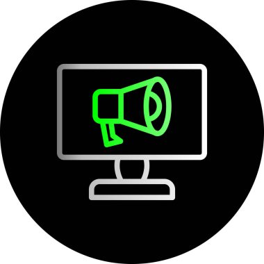 Bilgisayar monitörü simgesi, vektör illüstrasyonu beyaz arkaplanda izole edildi