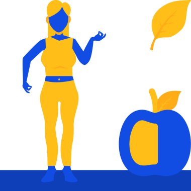 Elma tutan kadın karakter.