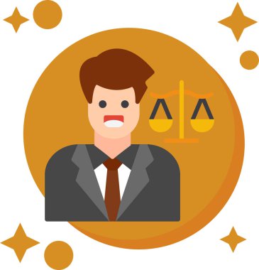 Avukat yassı simgeler tasarımı, vektör illüstrasyonu