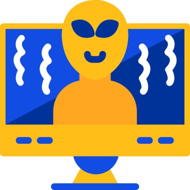 uzaylı bilgisayar simgesi düz illüstrasyon