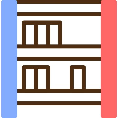 Çizgi film binası simgesinin vektör çizimi