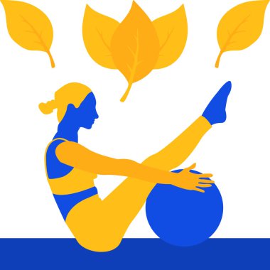 Yoga yapan bir kadının vektör çizimi.