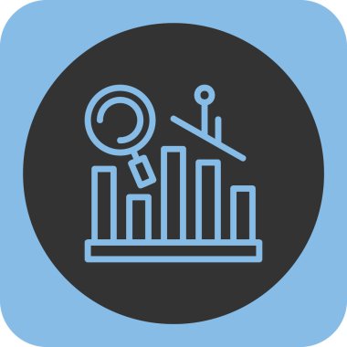 Beyaz arkaplanda izole edilmiş modaya uygun düz biçimli analiz simgesi.