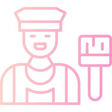 İnşaatçı işçi simgesi vektör illüstrasyonu