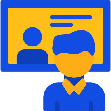 Çevrimiçi konferans. Web simgesi basit illüstrasyon