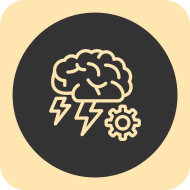 Beyin vektör simgesi. resim biçimi yuvarlak kare tuşlu, beyaz ve gri renkli düz simge simgesidir..