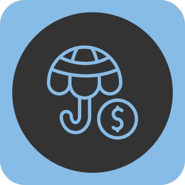 Avro para çantası vektör simgesi. biçim çift renkli düz yuvarlak sembol, gri ve mavi renkler, yuvarlak açılar, beyaz arkaplan.