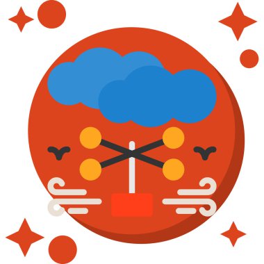 Çince yeni yıl simgesi düz stil, vektör illüstrasyonu