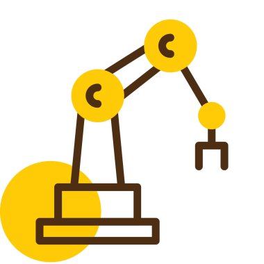 Altın bitcoin ile robotik kolun vektör simgesi