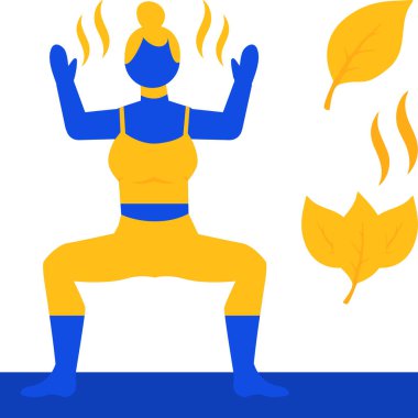 Yapraklı kadın yoga pozu.