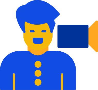 Ukrayna bayrağı taşıyan bir adamın vektör çizimi