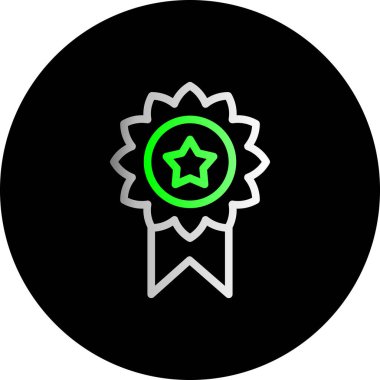 Madalya vektör ikonu. bu yuvarlak düz sembol beyaz arkaplanda yeşil ve gri renklerle çizilir.