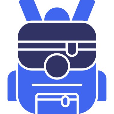 Beyaz arkaplanda izole edilmiş sırt çantası simgesi ve vektör illüstrasyonu