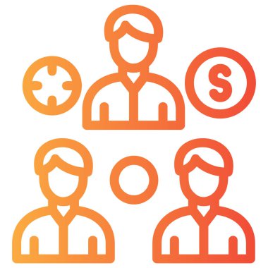 Dolar insanlar vektör ikonu. biçim düz sembol, turuncu renk, yuvarlak açılar, beyaz arkaplan