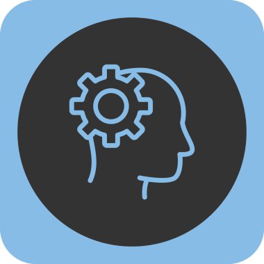 Beyin vites düz kare vektör simgesi