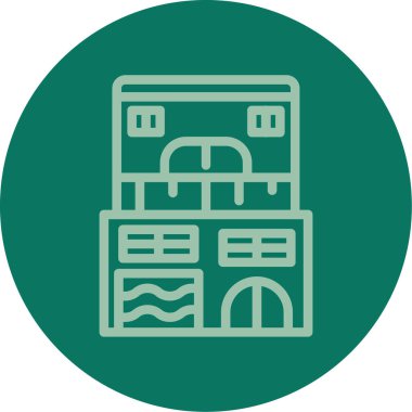 Modern bina ikonundan yoksun vektör illüstrasyonu