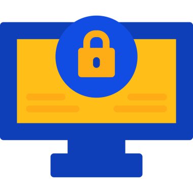 Bilgisayar güvenlik simgesi. Web için dizüstü bilgisayar vektör simgelerinin özet çizimi