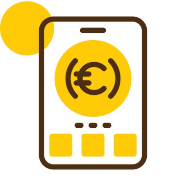 Akıllı telefon simgesine sahip euro sikkesi, basit biçim