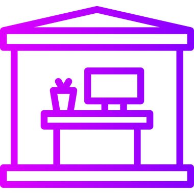 Bilgisayar Masası simgesi, vektör illüstrasyonu