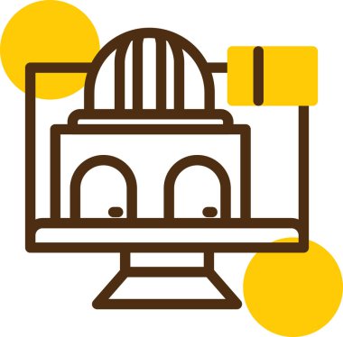 Sırt çantası simgesi olan bir robotun vektör çizimi