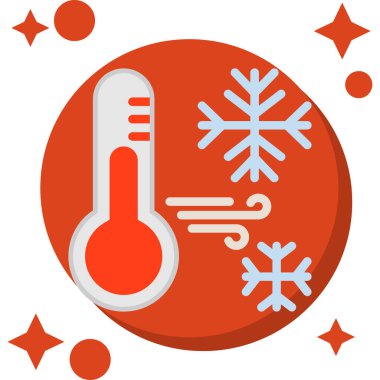 Kar tanesi ve sıcak hava soğuk işareti. Soğuk ve soğuk.