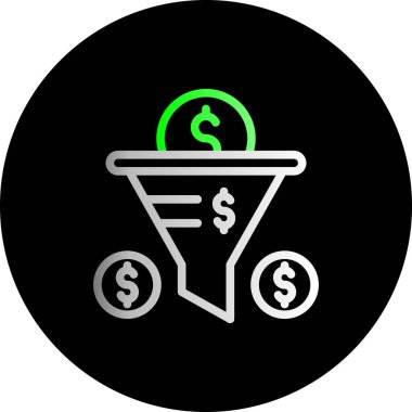 Huni simgesi üzerinde izole beyaz arka plan web ve mobil uygulaması tasarımı, huni logo kavramı için vektör