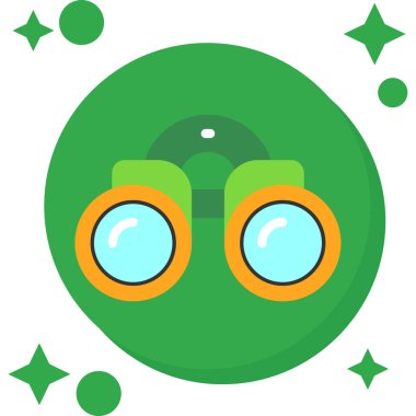 Şirin bir yeşil beyaz çizgi film ikonunun vektör çizimi