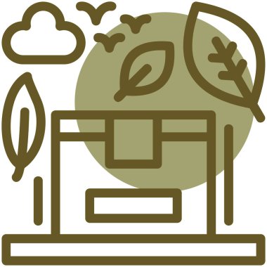 Manzaralı ağaç ikonu, doğa illüstrasyon konsepti, ekoloji