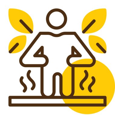 Sıcak ısı ve ısı ikonu olan adam, vektör illüstrasyon tasarımı