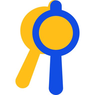 Büyütme cam vektör simgesi. biçim düz bicolor sembolü, sarı ve mavi renkler, yuvarlak açılar,