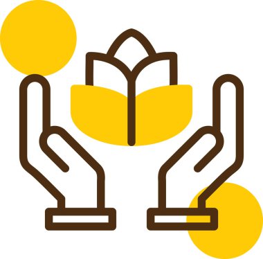 Vektör tasarımında bir ağaç simgesini tutan el