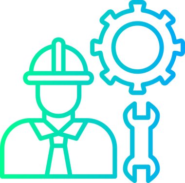 Taslak biçiminde mühendis adam dişlisi simgesi