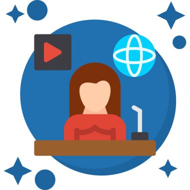 Video konferansı. Web simgesi vektör illüstrasyonu