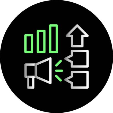 Ok düğmesi ve pasta grafiği simgesi. vektör illüstrasyonu