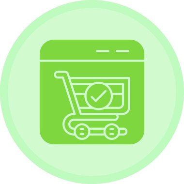 Basit web simgesine sahip alışveriş arabası, ana hatlı vektör çizimi