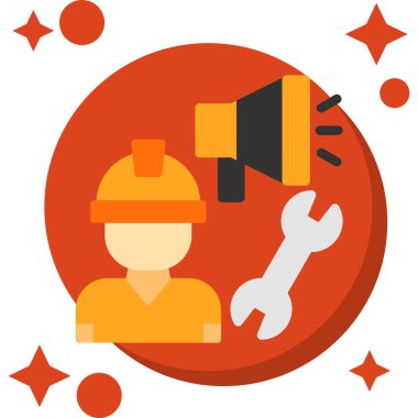 Miğfer ve anahtar vektör çizimine sahip inşaat işçisi