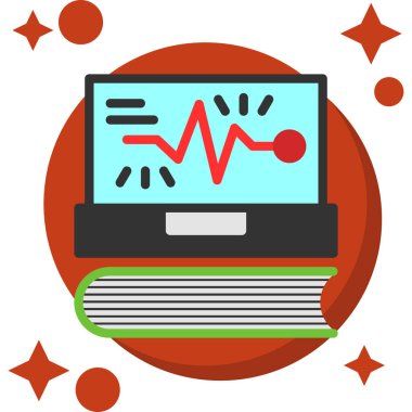 kardiyogram ve kalp vektör illüstrasyonlu bilgisayar monitörü