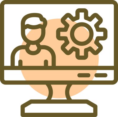 Bir adam ve dizüstü bilgisayarın vektör çizimi