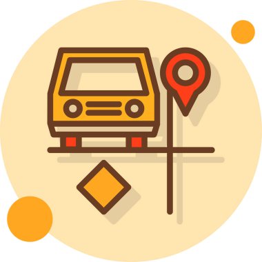 araba konumu haritası simgesi doldurulmuş dış hat biçimi