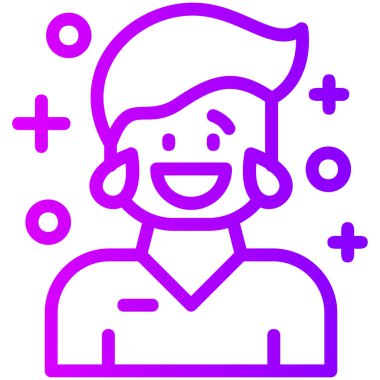 İnce çizgili bir gülümseme ikonu olan bir adam.