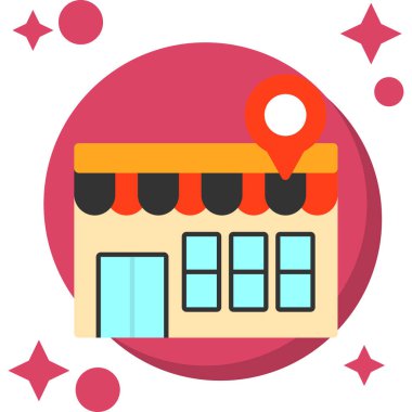 konum dükkânı simgesi, vektör illüstrasyonu, tasarım