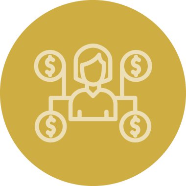 Dolar işareti olan kadın vektör illüstrasyonu