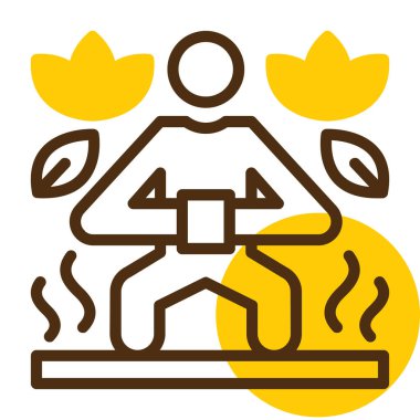 Yoga ikonu yapan adam. Beyaz arkaplanda izole edilmiş web tasarımı için ana hatlı erkek yoga vektör simgesi