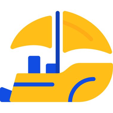 Sarı ve mavi bir arabanın vektör çizimi