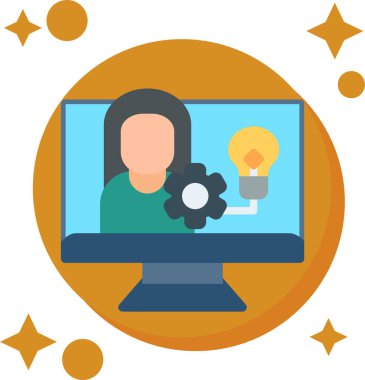 Bilgisayarlı kadın, vektör çizimi.